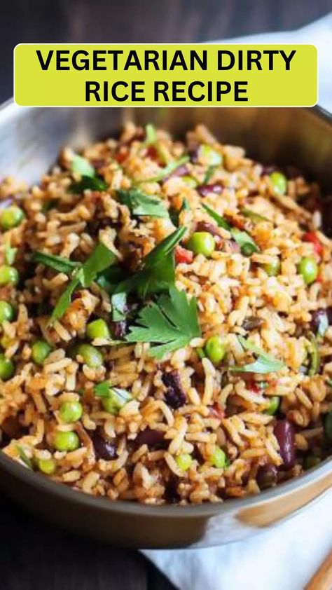 Vegetarian Dirty Rice Recipe – Cravefuly Vegetarian Dirty Rice, Louisiana Dirty Rice Recipe, Dirty Rice Recipe Easy, Cajun Dirty Rice Recipe, Vegetarian Rice Recipes, Cajun Dirty Rice, Dirty Rice Recipe, Cajun Rice, French Green Lentils