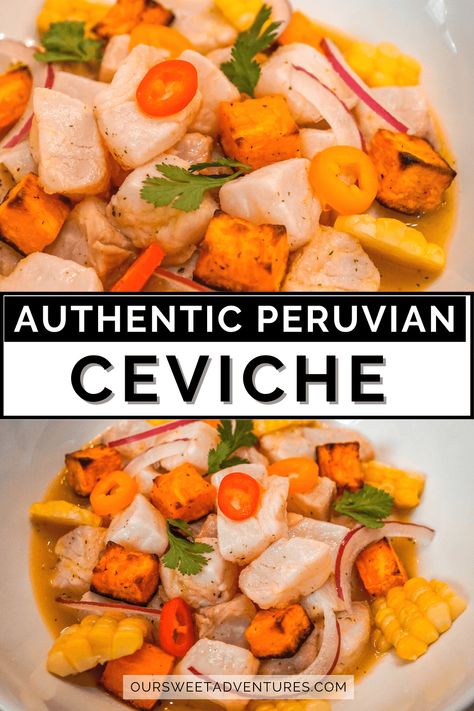 Ceviche Tiger Milk, Peruvian Fried Fish Recipes, Civeche Recipe, Peruvian Ceviche Recipe, Peruvian Ceviche, Boiled Corn, Ceviche Recipe, Sides Recipes, Peruvian Cuisine