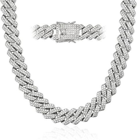 Mens Cuban Link Chain Miami Cuban Necklace 18K Gold Silver Chain Diamond Cut Chains For Men Women 14mm Iced Out Hip Hop Jewelry Price: $14.99 - $17.99 Ateez Concert Outfit, Mens Chain, Cuban Necklace, Ateez Concert, Miami Cuban Link Chain, Silver Diamond Necklace, Diamond Bling, Chain Diamond, Cuban Link Chain Necklaces