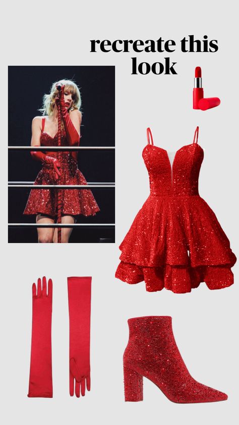 Taylor Swift Red Era Costume, Taylor Swift Red Dress, Matching Eras Tour Outfits, Red Taylor Swift Outfit, Taylor Swift Red Outfits, Red Eras Tour Outfit, Taylor Swift Outfit Ideas, Outfit Ideas Cold, Outfit Ideas Baddie