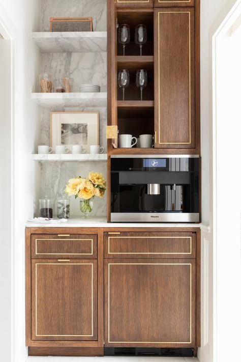 Photos | Marie Flanigan Interiors | HGTV Built In Coffee Bar, Built In Coffee Maker, Coffee Bar Station, Coffee Bar Design, Bar Inspiration, Design Café, Home Coffee Stations, Coffee Bars In Kitchen, Coffee Nook