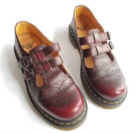 Red Mary Janes, Red Doc Martens Mary Janes, Red Docs Aesthetic, Dark Red Mary Janes, Dark Red Mary Jane Shoes, Dark Red Doc Martens, Red Mary Jane Shoes, Doc Martens, Cherry Red