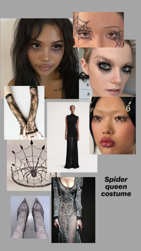 Halloween costume inspiration Spider Queen Costume, Spider Web Halloween Costume, Aesthetic Spider, Spider Girl Costume, Spider Web Costume, Spider Halloween Costume, Costume Spider, Queen Halloween Costumes, It Girl Aesthetic