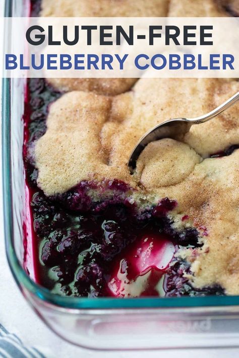 Gluten Free Blueberry Cobbler, Gluten Free Cobbler, Peach Blueberry Cobbler, Blueberry Cobbler Recipe, Blueberry Cobbler Recipes, Peach Blueberry, Easy Gluten Free Desserts, Gluten Free Pie, Blueberry Cobbler