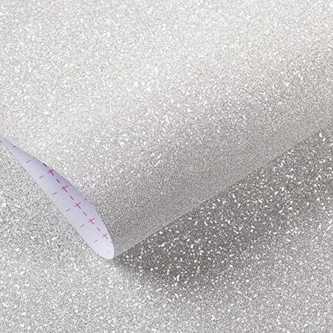 Wallpaper On Ceiling Bedroom Glitter, Silver Glitter Wall Paint, Peel And Stick Wallpaper White And Silver, Desk Crafts, Glitter Wallpaper Bedroom, Grey Bedroom Wallpaper Glitter, Grey Sparkle Wallpaper Bedroom, Sequin Wallpaper, Silver Glitter Wallpaper