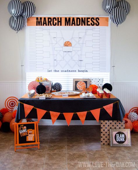 Basketball Party Ideas by Love The Day March Madness Birthday Party, Basketball Printable, March Madness Parties, Basketball Bracket, March Madness Bracket, Basketball Birthday Parties, Basketball Party, Basketball Birthday, Chalkboard Ideas