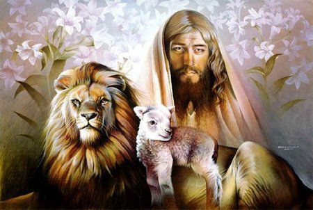 Jesus, the lion and the lamb - Collages Wallpaper ID 629089 - Desktop Nexus Abstract Peace In The Valley, Lion And Lamb, Pictures Of Christ, Tribe Of Judah, Prophetic Art, Pictures Of Jesus Christ, The Cross Of Christ, Jesus Painting, Christian Artists