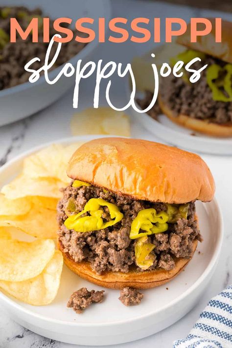 These Mississippi Sloppy Joes are a savory, flavorful sandwich filled with all the flavors we love from Mississippi pot roast! Made in just 15 minutes in one skillet! Maid Rite Sandwiches, Greek Fries, Loose Meat Sandwiches, Mississippi Roast, Au Jus Gravy, Chicken Rice Soup, Ground Sirloin, Mississippi Pot Roast, Meat Sandwich