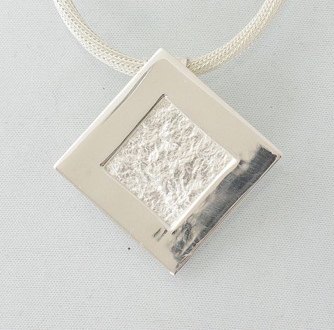 Reticulated silver pendant in silver frame | Flickr - Photo Sharing! Silver Square Pendant Jewelry, Reticulated Silver Jewelry, Silver Metal Square Pendant Jewelry, Silver Jewelry With Adjustable Square Pendant, Symbolic Silver Square Pendant Jewelry, Silver Square Pendant Jewelry With Soldered Details, Reticulated Silver, Keum Boo Jewelry, Texture Jewelry