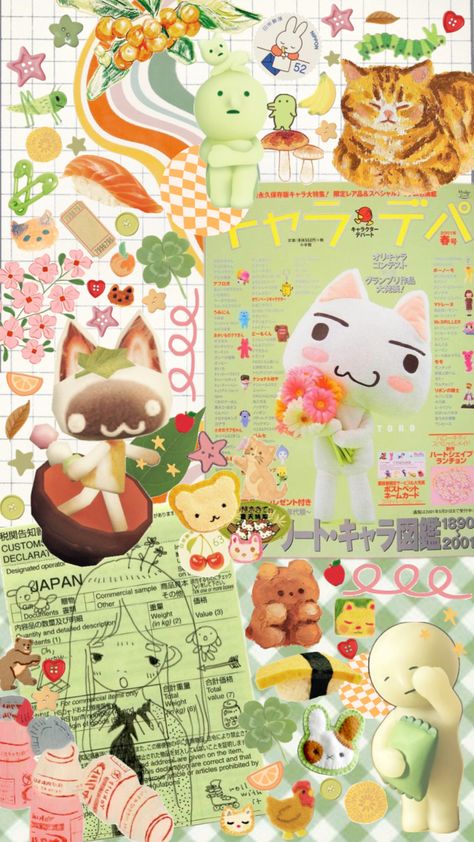 🌼🌱🍡 #scrapbook #scrapbookvibes #maximalist #warm #warmcolors #vibes #wallpaper #notebook #notebookvibes #warmtones Happy Iphone Wallpaper Aesthetic, How To Make Wallpaper Collage, Jumino Core Wallpapers, Cute Iphone Wallpaper Girly, Juminocore Wallpaper Desktop, Kawaii Background Laptop, Juminocore Wallpaper Laptop, Cute Collage Wallpapers Aesthetic, Maximalist Scrapbook