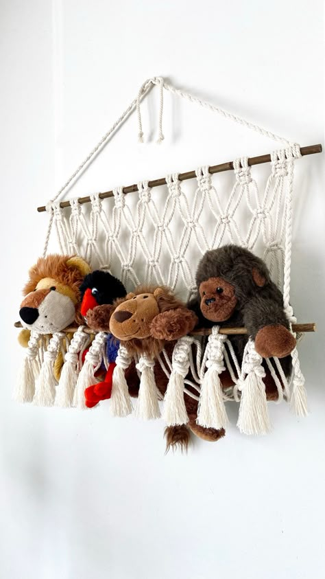 Storage Kids Bedroom, Teddy Hammock, Macrame Kids Room, Toy Playroom, Toy Storage Hammock, Storage Hammock, Kids Bedroom Storage, Soft Toy Storage, Toy Hammock