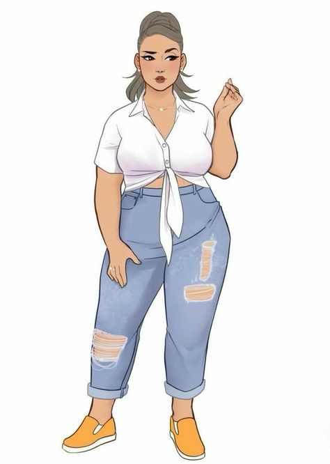 Curvy Character Inspiration, Plus Size Woman Art Reference, Plus Size Cartoon Characters, Plus Size Oc Drawing, Cute Chubby Girl Cartoon, Plus Size Girl Art, Plus Size Girl Drawing, Curvy Girl Cartoon, Plus Size Illustration Art