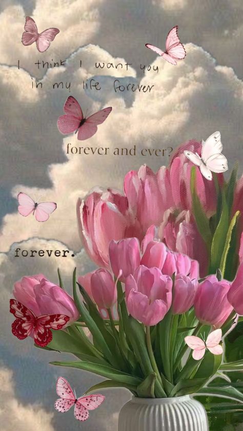 #tulips #pink #butterfly #butterflies #flowers #forever #wallpaper #art #quotes Forever Wallpaper, Tulips Pink, Tough Girl Quotes, Butterflies Flowers, Cute Tumblr Wallpaper, Wallpaper Art, Tumblr Wallpaper, Tulips Flowers, Butterfly Wallpaper