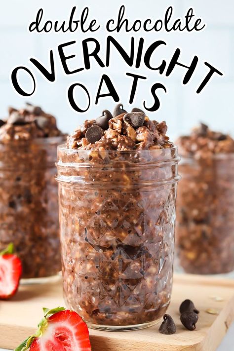 chocolate overnight oats Double Chocolate Overnight Oats, Nut Free Overnight Oats, Chocolate Overnight Oats Healthy, Overnight Oats Healthy Recipe, Oats Bar, Chocolate Overnight Oats, Overnight Oats Healthy, Simple Breakfast, Oat Bars