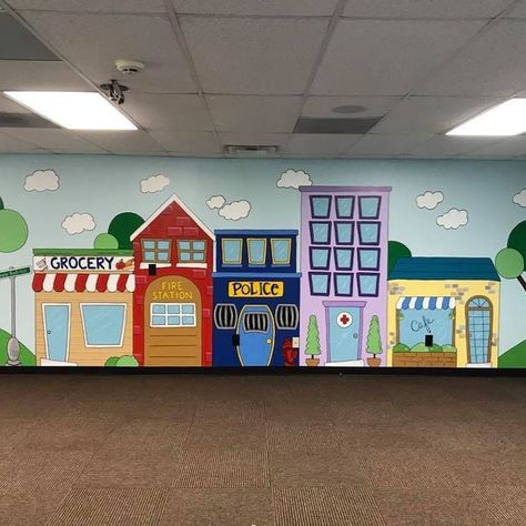 Dana Maciag on Instagram: “You can bring a boring wall to life with all kinds of color! . . . #scottsdalemuralist #phoenixmuralist #kidmuralsbydana #muralart #artist…” Classroom Interior, Preschool Rooms, English Design, Kinds Of Colors, Kids Corner, Fire Station, Mural Art, Preschool