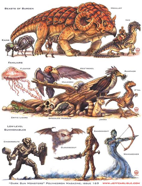 Dark Sun Monsters Athas Dark Sun, Dark Sun Dnd, Sun Monster, Myths & Monsters, Dark Sun, Beast Creature, Heroic Fantasy, Cool Monsters, Fantasy Beasts