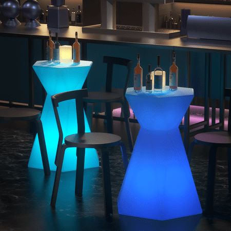 This LED bar table will light up any darkened area with a captivating glow. Perfect for our bar chair, serving drinks at your bar area, or sipping coffee too. Its contemporary design can add itself to most party decors. Choose your color for the night or have it cycle through a variety of LED colors. Item Specification: Size: (L)23.0" (W)23.0 (H)29.0".  Color: White. Bar Stool Table, Lounge Bathroom, Bathroom Garden, Yard Furniture, Pedestal Coffee Table, Bar Table And Stools, Colored Led Lights, Led Bar, Table Color