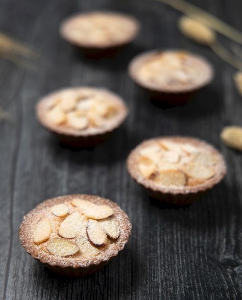 Almond Frangipane Mini Tarts — TBLSPOON Mini Frangipane Tarts, Almond Tarts Mini, Almond Frangipane Tart, Vegan Mini Tarts, Almond Tartlets, Marzipan Tart, Mini Cheesecake Tarts, Almond Tarts, Gooey Desserts