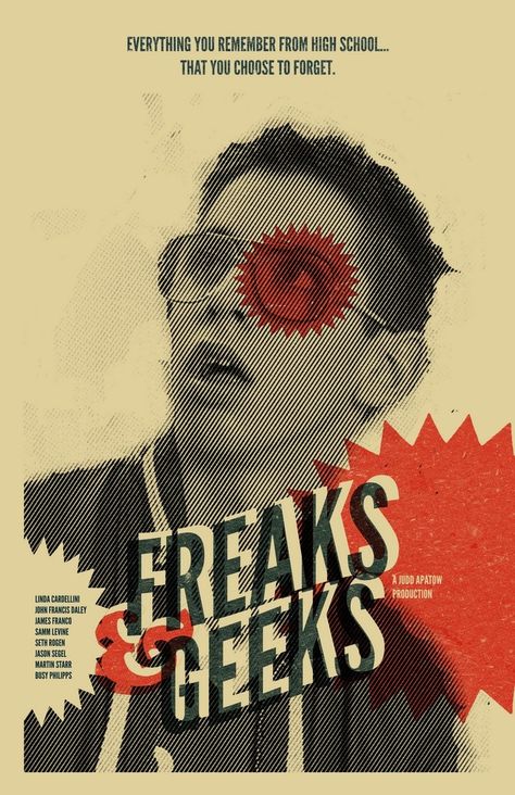 Freaks & Geeks. @Andrea Nordstrom I know this will appeal to you on many levels. Why are you holding your book in front of your pants? Freaks And Geeks Poster, Freaks Geeks, Freaks And Geeks, Graphic Design Collection, Alternative Movie Posters, Film Posters, Wall Collage, Movies Showing, Illustrations Posters