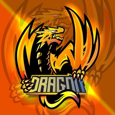 Orange dragon esport logo design with ed... | Premium Vector #Freepik #vector #dragon-gaming #dragon-mascot #esport-mascot #mascot-design Esport Logo Design, Dragon Mascot, Orange Dragon, Dragon Logo, Yellow Dragon, Body Reference Drawing, Reference Drawing, Mascot Design, Vector Photo