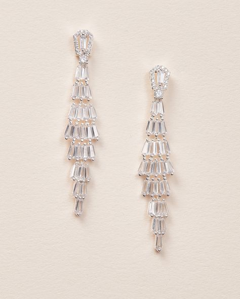 Long silver earrings