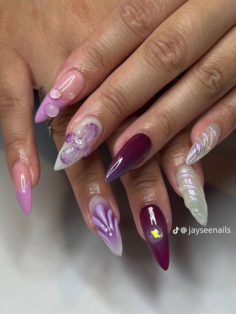 Grey Nails Aesthetic, Gel Nail Spring, Vacation Nails Gel, Bows On Nails, Natural Nails White, Aesthetic Brown Nails, Trendy Vacation Nails, Brown Nails Aesthetic, Chrome Nails Purple