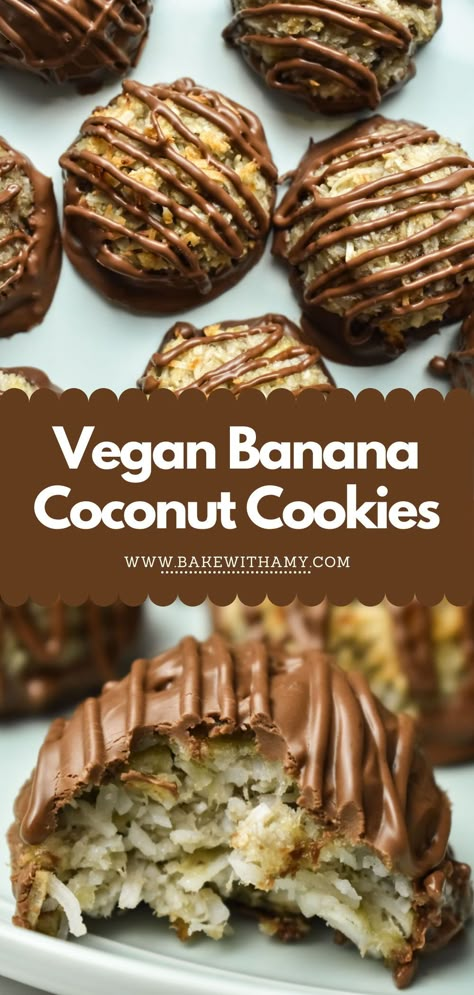 Banana Cocoa Cookies, Banana Christmas Recipes, Banana And Coconut Recipes, What To Do With Over Ripe Bananas, What To Do With Shredded Coconut, Thai Banana Recipes, Banana Christmas Treats, Vegan Dessert With Bananas, Vegan Banana Desserts Easy