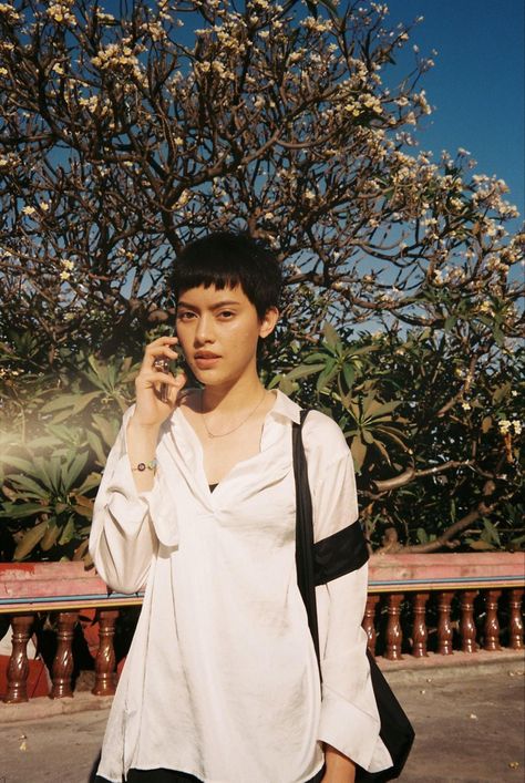 Women Buzzcut, Chanya Mcclory, Tomboy Girls, Asian Celebrities, Instagram Pose, Short Hair, A Woman, Short Hair Styles, Slip Dress