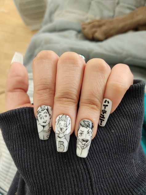 Haikyuu nails manga inspired Haikyuu Nails, Manga Nails, Popular Nail Art, Anime Nails, Nails Press, Maybelline Makeup, Edgy Nails, Anime Inspired Outfits, Fancy Nails