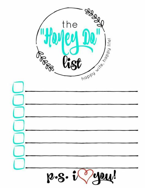 The "Honey Do" List Organizing Printables, Check Lists, Stationary Printable, Honey Do, Honey Do List, Routine Ideas, Being Better, A5 Printables, Household Management