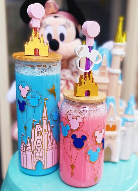 Accessories | Fortheloveofpixiedust Disney Glass Cups, Disney Kitchen Decor, Disney Cups, Cute Coffee Cups, Straw Toppers, Disney Kitchen, Reusable Tumbler, Cup Designs, Diy Cups