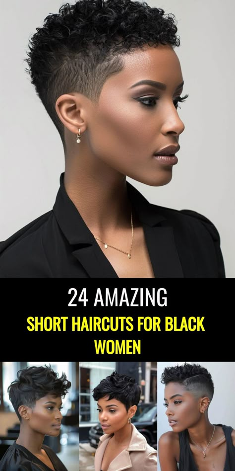 Dive into 24 short haircuts for black women that blend classic techniques with contemporary fashion. Choose a style that reflects your personality and lifestyle. Shaved Hair With Braids Black Women, Low Women Haircut Black, Very Short Black Hairstyles, Faded Haircut For Women Black, Short Afro Haircuts For Women, Short Black Haircuts For Women, Tapered Short Hair Black Women, Haircut For Black Woman, 2024 Haircut Women Short