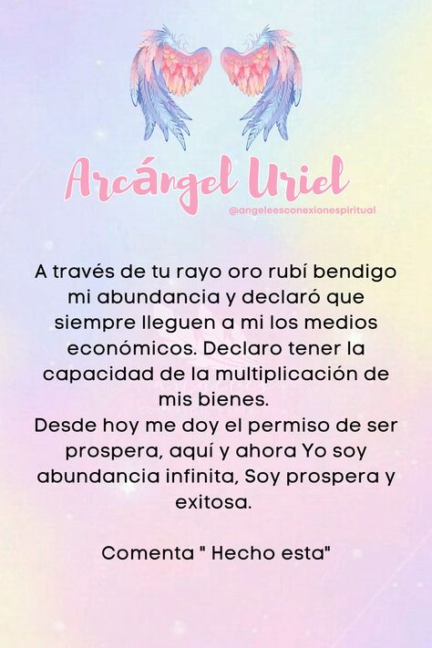 Mensaje amoroso arcangel uriel Archangel Uriel, Novena Prayers, Angel Prayers, Meditation Mantras, Spiritual Manifestation, God Prayer, Magic Book, Positive Self Affirmations, Spirituality Energy