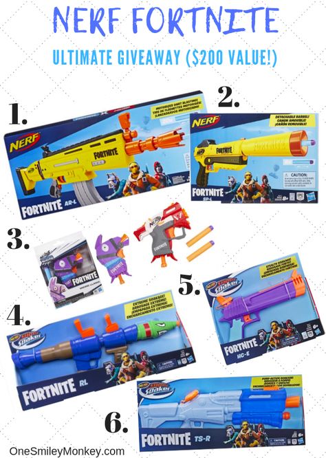 The Ultimate NERF Fortnite Giveaway {$200 value) Pallet Tree Houses, Animal Planet Toys, Fortnite Giveaway, Power Rangers Toys, Bathroom Caddy, Nerf Toys, Epic Games Fortnite, Lego Room, Crochet Earrings Pattern