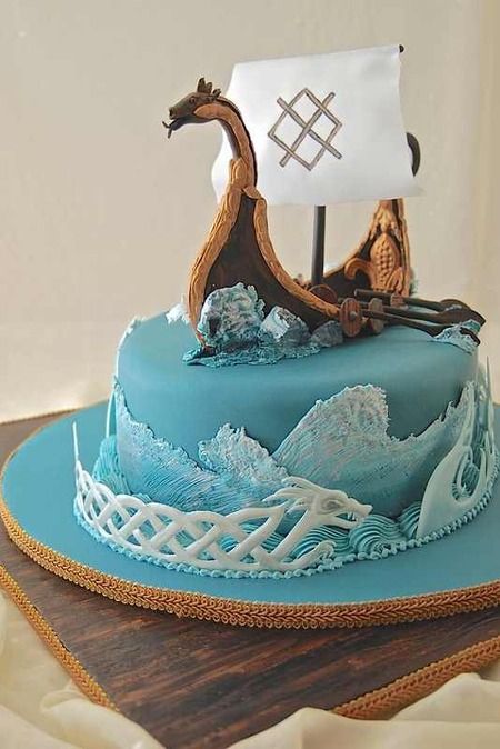 Cake Wrecks - Home - Sunday Sweets Takes A Liking For Vikings - Tia Mcluckie for American Cake Decorating Viking Grooms Cake, Viking Cake, Viking Birthday, Super Torte, Viking Party, Viking Baby, Cake Wrecks, Viking Wedding, Gorgeous Cakes