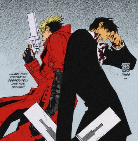 Vash And Wolfwood Manga, Vash X Wolfwood Matching Pfp, Vash And Wolfwood, Vash X Wolfwood, Vash Wolfwood, Matching Pfp Manga, Grain Filter, Trigun Maximum, Film Grain