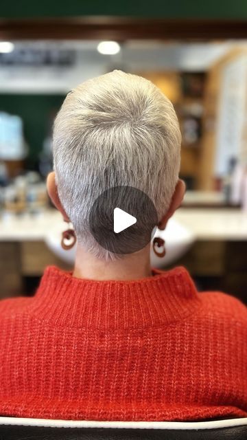 Rene @ HFDZK, Wmn’s Barbershop on Instagram: "José trades her bleached, yellowish mullet for a sleek and stylish grey pixie cut. ✂️👩‍🦳 This isn’t just a haircut, it’s a bold statement of embracing natural beauty and confidence. Get ready to be amazed by her stunning new look and the magic that happens when you dare to go short!#HaircutAdventures #PixieCut #Buzzcut #WomensShortHair #PixieBuzz #ShortHairLove #ChicBuzzcut #TrendyPixie #EdgyShortHair #BuzzcutStyle #PixieChic #ModernPixie #BoldBuzzcut #PixieHair #BuzzcutFashion #ElegantShortHair #StylishPixieCut #BoldShortHair #PixieTransformation #ShortHairTrends #FashionableShortHair #BuzzcutMagic #PixiePerfection #ShortHairstyle #CharmingPixie #CreativeCuts #wahlambassador #pixie" What Products To Use To Style Short Hair, Short Grey Pixie Haircut, Pixie Cut Back View Neckline, Very Short Pixie Haircut For Thick Hair, Edgy Short Hair Pixie, Short Buzzed Hair Woman, Soft Pixie Haircut Fine Hair, Bleached Pixie Cut, Short Layered Pixie Haircut