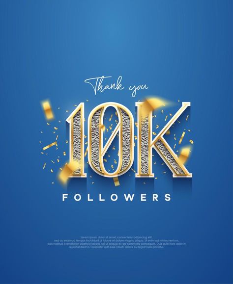 10K thank you followers, elegant design for social media post banner poster. Social Media Post Background, Design For Social Media, Post Ad, Poster Banner, 10k Followers, Poster Poster, Free Vectors, Flat Design, Media Post