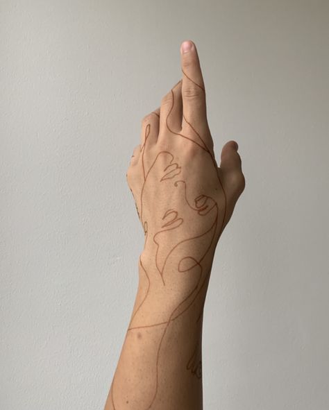 Ethereal Tattoos Hand, Brown Ink Fine Line Tattoo, Brown Hand Tattoo, Brown Line Tattoo, Brown Ink Tattoo, Brown Tattoos, Brown Tattoo Ink, Brown Tattoo, Browning Tattoo