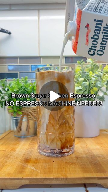 Victoria Brown | At Home Coffee & Recipes on Instagram: "How to make an Easy Brown Sugar Shaken Espresso🤎 SAVE THIS TO MAKE IT LATER!🤩✨✨ no fancy syrups and no espresso machine needed!😍 Anyone can make their favorite drinks at home it’s this simple🤩 this is a great alternative and should curb any craving you’re having to go out and spend your money at a coffee shop!   - 1 TBS Brown Sugar  - 1 Tsp Vanilla Extract  - Dash of Cinnamon  - 2 Tsp @cafebustelo 4 tbs room temp water - @chobani Oatmilk  - Ice  & Enjoy!😉  Follow @thebrownsbistro to learn to make coffee shop level coffee at home, save money and enjoy the process ✨🫶🏼   #starbucksrecipes #brownsugarshakenespresso #icedlatte #icedcoffee #icedcoffeerecipe" Diy Espresso Without Machine, How To Make Espresso Without A Machine, Iced Espresso Drinks At Home, How To Make Espresso At Home Without A Machine, Simple Syrups For Coffee, Home Coffee Recipes, At Home Coffee Recipes, Brown Sugar Shaken Espresso, At Home Coffee