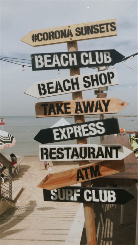 Direction arrows at the beach Beach Signs Wooden Directions, Arrow Signage Direction Signs, Beach Arrow Signs, Diy Directional Signs, Beach Signage, Directional Signs Design, Wooden Beach Signs, Arrow Signage, Vintage Beach Signs