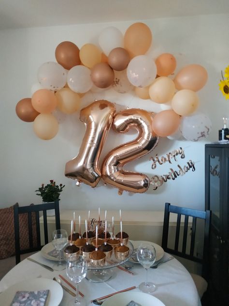 Birthday decorations. Rose Gold. Rose Gold birthday decorations. 12 Birthday Aesthetic, 12th Birthday Ideas, 12 Year Birthday Party Ideas, 12th Birthday Party Ideas, Birthday 12, Rose Gold Aesthetic, Girly Bracelets, Rose Gold Decor, Happy Birthday Frame