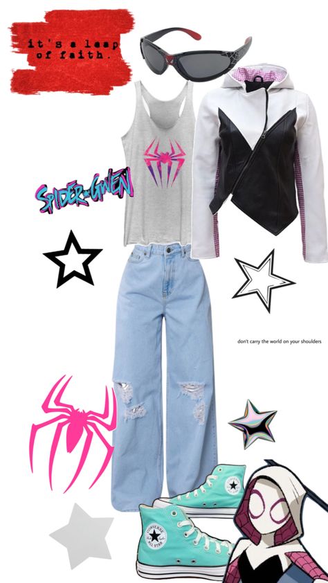 Spider Gwen slays Gwen Spiderman Costume, Spidergwen Suit, Spiderverse Outfit, Spider Gwen Outfit, Gwen Outfit, Gwen Stacy Costume, Spidergwen Cosplay, Spider Outfit, Dressing Aesthetic