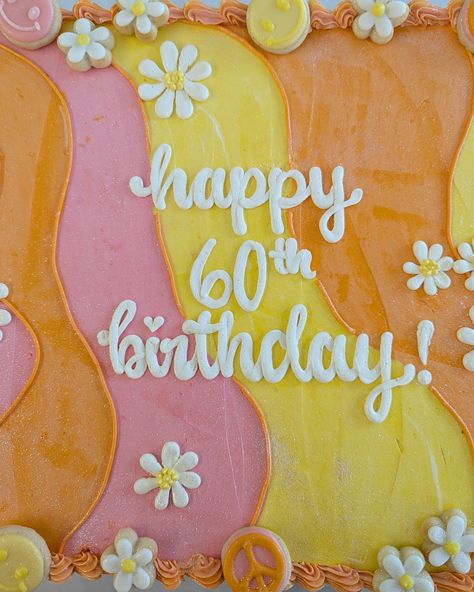 Happy 60th Birthday to my mom! She had a big party last weekend and I made her this big 60's themed cake & cookies to match. Now she's in PEI on vacation living her best life getting a fancy dinner made by Chef Michael Smith for her actual birthday #lifegoals 🎂🥳 . . . #happybirthdaymom #happybirthday #birthdaycake #birthdaycookies #1964 #60thbirthday #buttercreamcakes #buttercreamcake #buttercream #milkandcookies #milkandcookiesbakeshop Groovy Sheet Cake, Chef Michael Smith, 1964 Birthday, Happy 60th Birthday, Michael Smith, To My Mom, Milk N Cookies, Happy Birthday Mom, Big Party