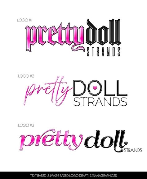 Brand Logo Suite🩷 | @prettydollstrands - Primary, Secondary, & Submark Logo - Color Palette - Typography/Font(s) -Moodboard which logo is your fav ?👀🩷 are you just starting out with your brand or want a rebrand for your business ? book with me & fill out the inquiry form in my bio to get the design process started !💜✨ #brandidentity #graphicdesigner #hairextensions #lacewigs #hairstylist #bundles #logodesigner #colorpalette #moodboard #aesthetic #fonts #photoshop Cute Business Logo Ideas, Tshirt Fonts, Girly Branding, Starting A Clothing Brand, Business Logo Design Ideas, Fonts Photoshop, Hairstylist Logo, Girly Logo, Submark Logo