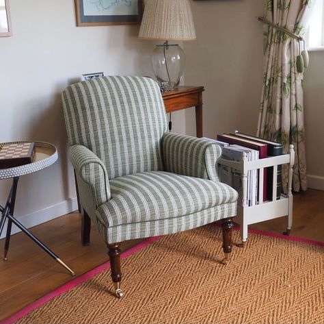 @balmainandbalmain are big fans of ticking stripe fabric. You'll see several examples in their IG feed and when they're as lovely as this one designed by @penny_morrison_ltd on @balmainandbalmain’s Lambourne chair, you can see exactly why they’re so keen on them. It's a fairly wide pattern, but with some added detail in the stripe, which works wonderfully — and it's reversible, which means you could create some stunning furniture pairs or cushions. Just a thought…! . #Repost @balmainandbalmain Ticking Stripe Chair, Stripe Chair, Striped Armchair, Ticking Stripe Fabric, Just A Thought, Bespoke Sofas, Ig Feed, A Thought, Stripe Fabric