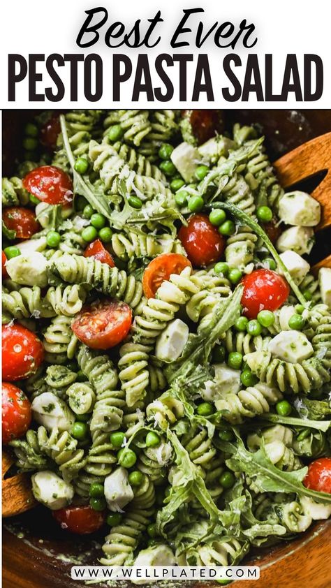 This pesto pasta salad recipe is fresh and vibrant, with lots of bright flavor from a creamy pesto dressing and veggies. Perfect for summer! Pasta Salad Recipes Pesto, Pesto Pasta Salad Recipes, Pasta Pesto Salad, Best Pesto Pasta, Cold Pesto Pasta Salad, Creamy Pesto Dressing, Savory Potato Salad, Meal Salads, Best Pesto