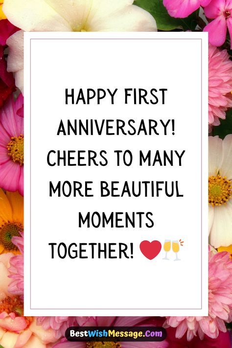 🎈💖 One year down, forever to go! Mark your first anniversary with sweet and meaningful wishes that encapsulate your love. These anniversary messages are perfect for sharing with your partner, reminding them of the joy and love you’ve experienced together. Cheers to love! 🥳🌹
#OneYearAnniversary #AnniversaryMessages #LoveJourney #CelebrateLove #AnniversaryJoy Marriage Anniversary To Wife, Happy First Anniversary To My Husband, Happy 1st Anniversary Wishes Couple, 1st Wedding Anniversary Wishes To Couple, First Marriage Anniversary Wishes, First Anniversary Wishes, Happy 1st Wedding Anniversary, 1st Wedding Anniversary Wishes, Happy First Wedding Anniversary