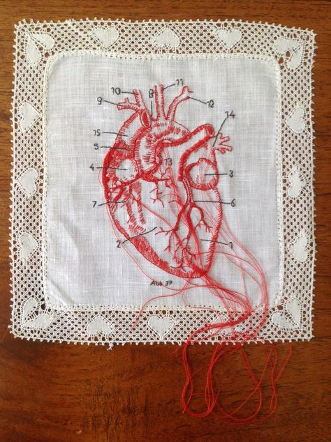 Marisa Ramirez, Kampot, Embroidered Art, Red Thread, Human Heart, Stitching Art, Art Textile, Embroidery Inspiration, Diy Embroidery