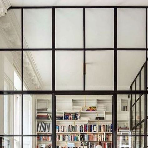 Beautiful Home Library, Walls Design, Shelf Inspiration, Space Projects, Glass Walls, Interior Define, Creative Living, France Paris, Design Sponge